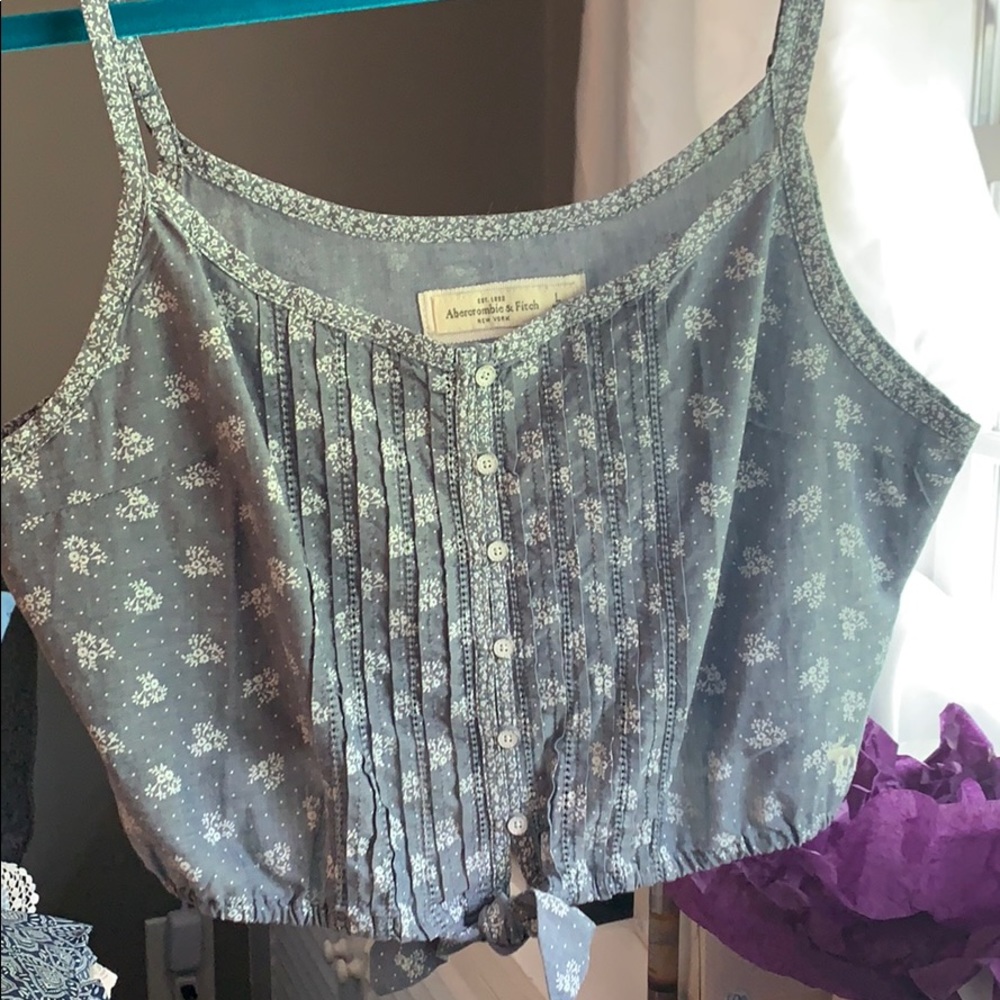 floral Abercrombie Top, denim color LIKE NEW